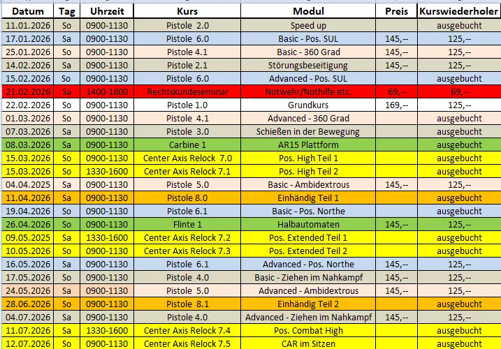 2026 Kurstermine, Strategem, Schiessausbildung